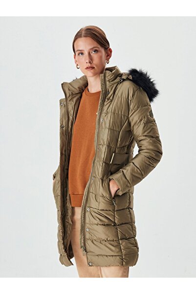 Ltb Belted Puffer Green Jacket