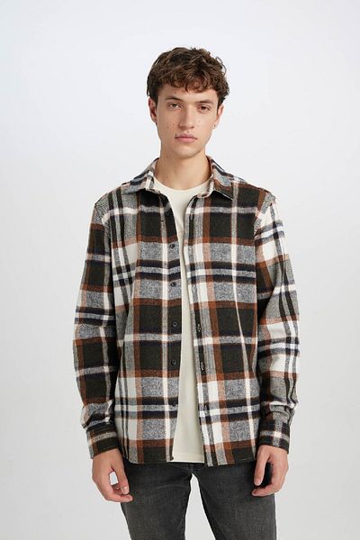 DeFacto Regular Fit Checked Lumberjack Flannel Long Sleeve Shirt S9275Az24Au