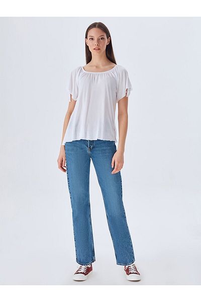 Ltb Off Shoulder White T-shirt