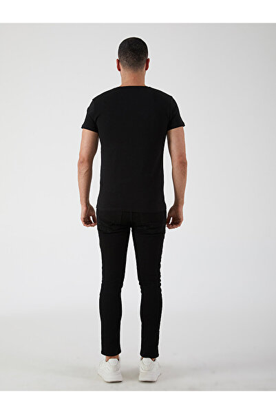 Ltb V-Neck Basic Slim Fit Μαύρο T-shirt