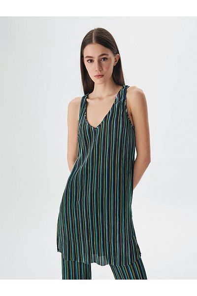 Ltb Striped V-Neck Dress