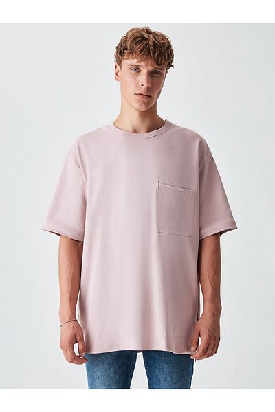 Ltb Ροζ μπλουζάκι Loose Fit με τσέπες