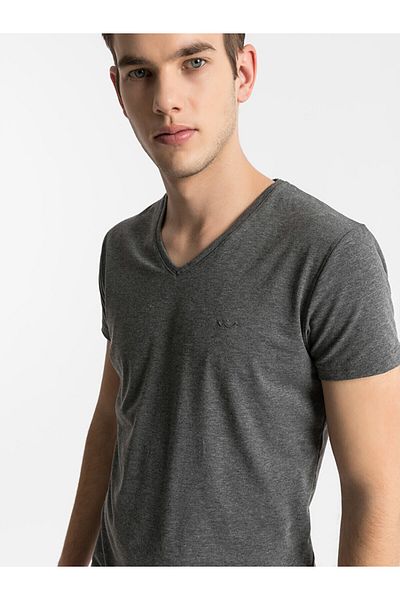 Ltb Anthracite V-Neck Slim Fit T-Shirt