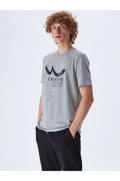 Ltb Round Neck Gray T-shirt with Logo