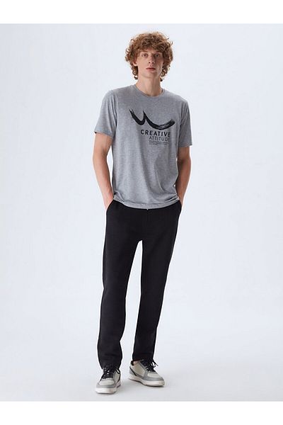 Ltb Round Neck Gray T-shirt with Logo