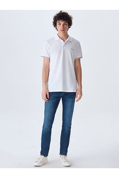 Ltb Polo Neck White T-shirt