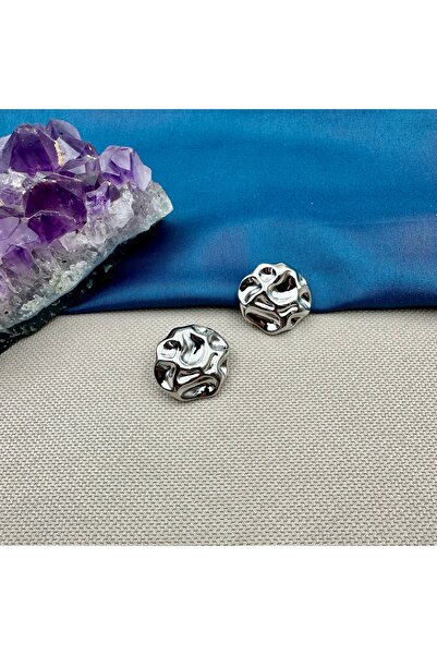 Opia Takı & Aksesuar Steel Silver Textured Earrings