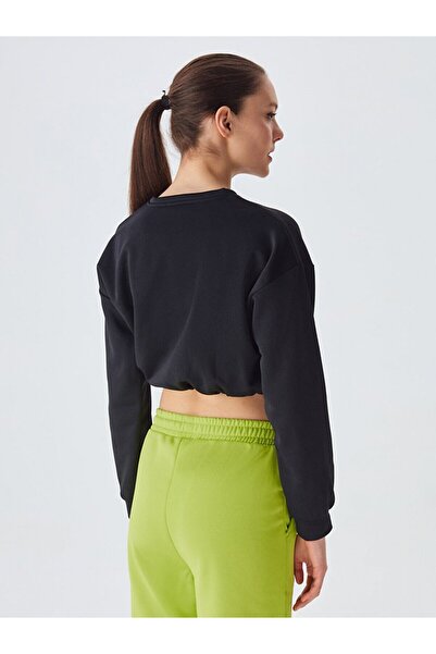 Ltb Hanorac negru cu talie elastică