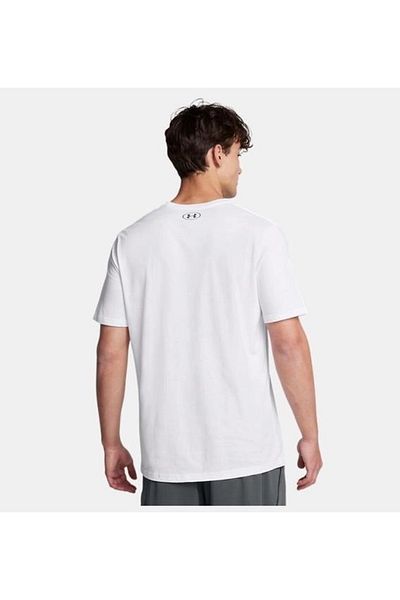 Under Armour Ανδρικό λευκό μπλουζάκι από βαμβακερό κανονικό στρογγυλό λαιμό 1386793 -100