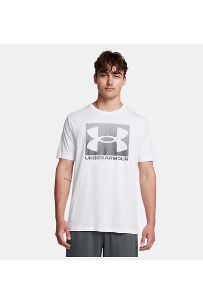 Under Armour Ανδρικό λευκό μπλουζάκι από βαμβακερό κανονικό στρογγυλό λαιμό 1386793 -100