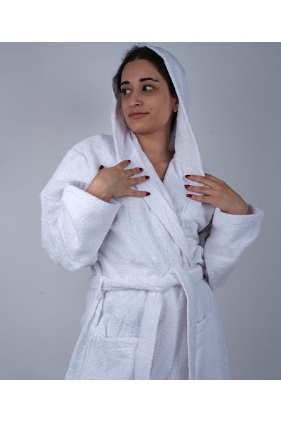 DC Teks Λευκό μπουρνούζι με κουκούλα AVS - S-4XL Μεγάλο και Μεγάλο Μέγεθος
