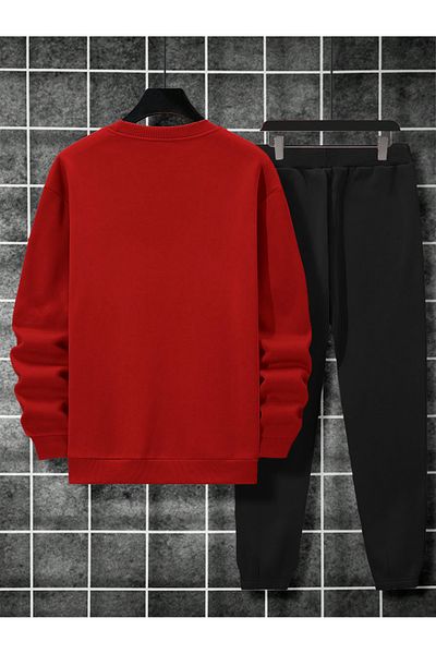 SeusCraft Balance Printed Unisex Red and Black Tracksuit Set - Raster