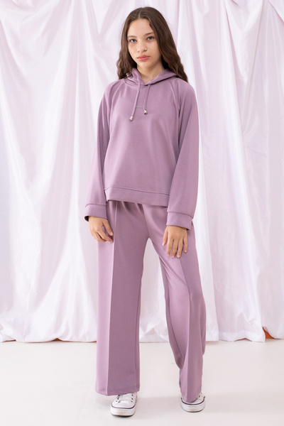Cansın Mini Lilac Cool Written Hooded Wide Leg αθλητική φόρμα για κορίτσια 19536