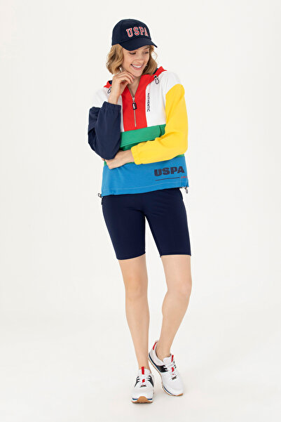 U.S. Polo Assn. بنطلون رياضي كابري عالي الخصر باللون الأزرق الداكن للنساء 502...