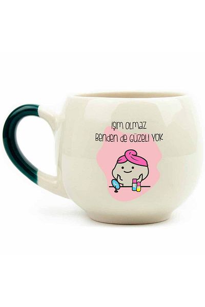 PALTO TASARIM Bright Cream Colored My Job Isn't Beauty Me Too Green Balloon Mug - Gift Ceramic Mug