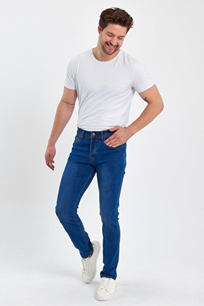 yakamor Чоловічі джинси Slim Fit з деталями з каменю та блискавкою