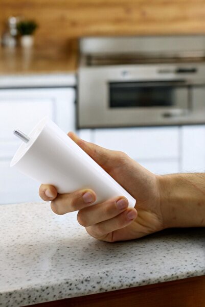 Badem10 Screw (M8 Fine Thread) Plastic Leg 14 cm (White) Furniture Riser Sofa Sofa Leg Feet