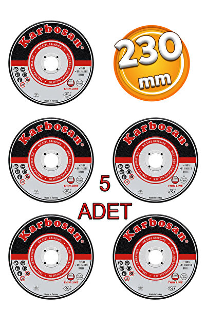 KARBOSAN Metal Kesici Taş 5 Adet Spiral Demir Kesme Diski 230x3.0x22.23 mm Di...