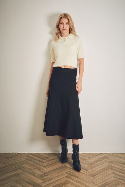 Fulla Moda Fusta de bază tricotată cu talie elastică