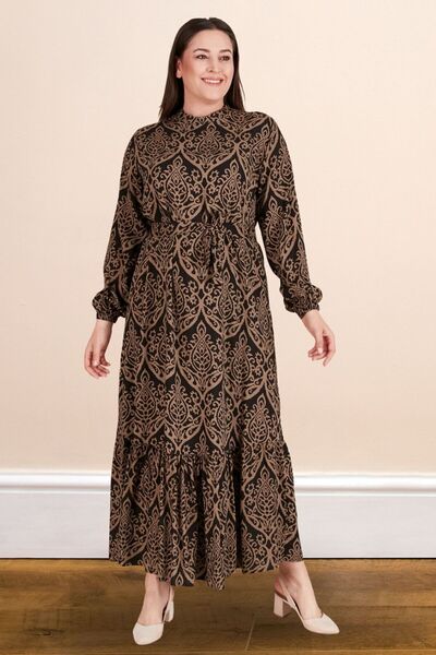 Ferace Γυναικείο φόρεμα με γιακά σε μεγάλο μέγεθος Hijab ύφασμα βισκόζης με πλισέ και πλισέ φόρεμα