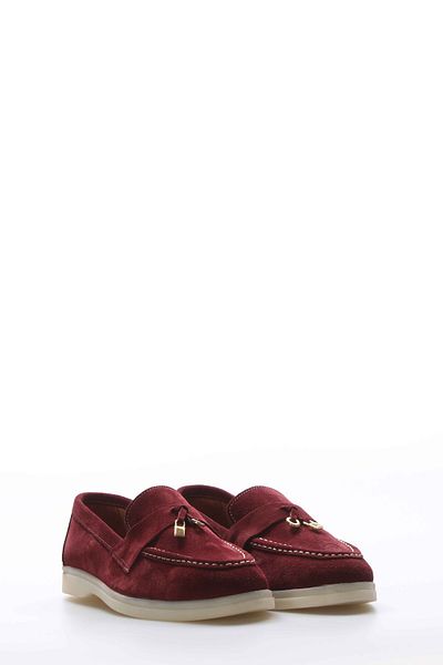 Ayakkabıhane În interior și în exterior, piele de căprioară autentică, roșu Claret, pantofi casual pentru femeiAH 08733261126