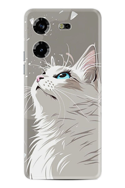 TECNO Pova 5 Kılıf Boutique Baskılı Resimli Beyaz Kedi Pcode -061