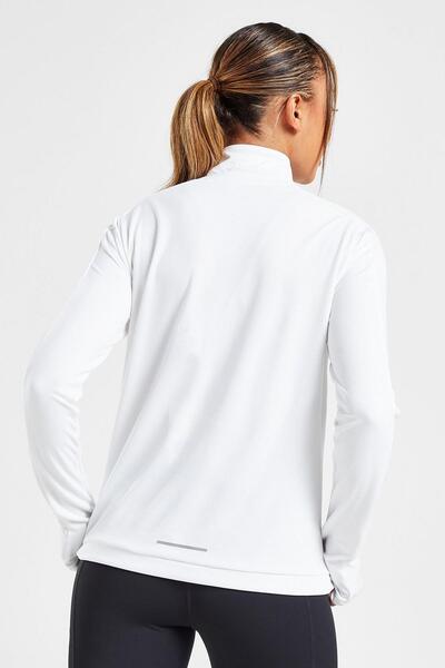 Nike Dri Fit Swoosh 1/4 Zip Sweat White Yarım Fermuarlı Koşu Üstü Sweatshirt Beyaz