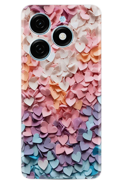 TECNO Spark 20C Kılıf Boutique Baskılı Resimli Renkli Kalpler Pcode -040