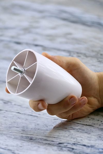Badem10 4 buc șuruburi (M8 DENT subțire) 12 cm (ALB) Mobilier din plastic Riser Fotoliu Canapea Picioare