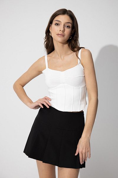 SHERIN White Strappy Knitwear Corset