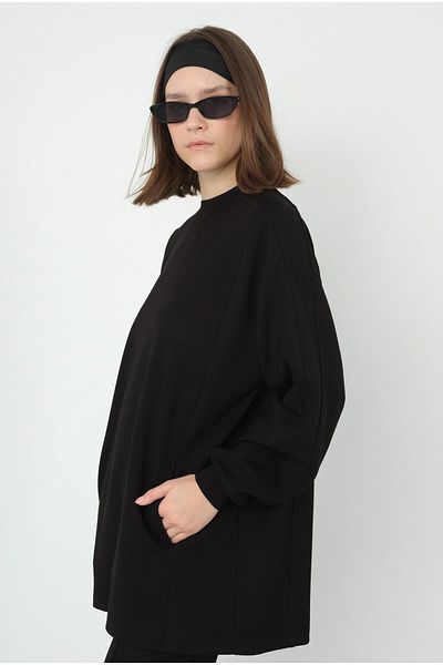 HEQA Sweat modal negru - Fragmentat