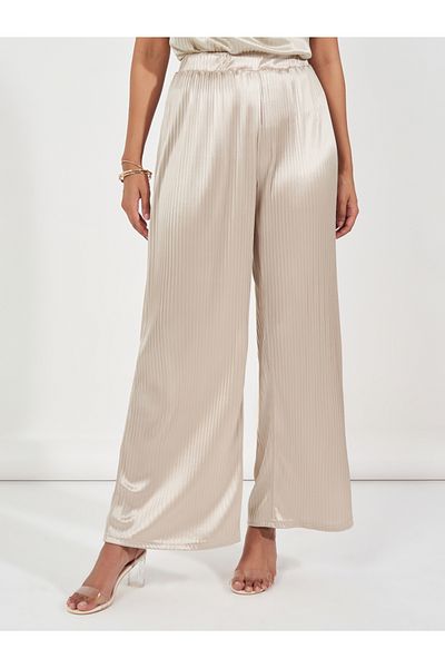 Styli Pleated Wide Leg Full Length Trousers