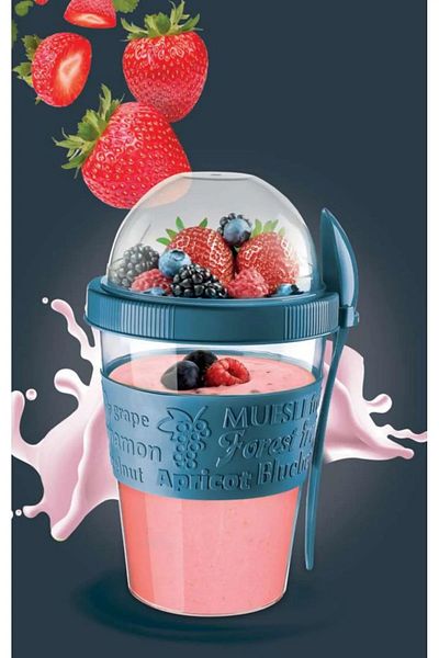 LEON LİFE Leon Life Take'n Go - 600ml Yogurt and Faucet Set with Lid and Spoon
