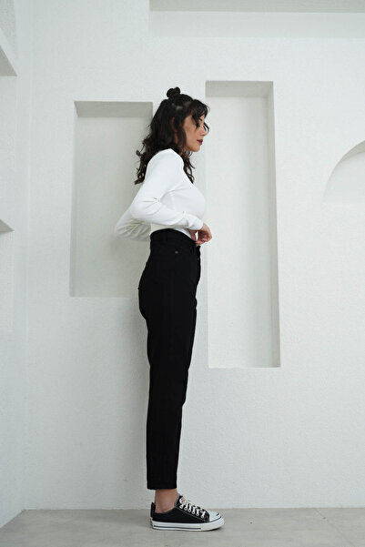 SeninOlsun Siyah Yüksek Bel Mom Jean