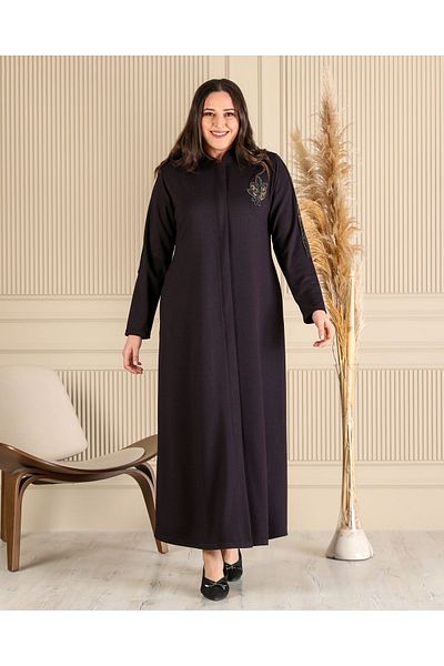 Ferace Women's Hijab Clothing Top Coat Full Length Zippered Large Size Top Coat