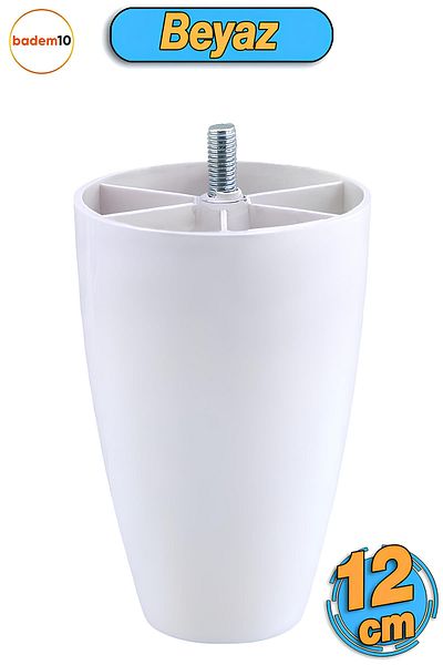 Badem10 Șurub (M8 DENT SUBTIRE) Oval Plastic 12 Cm Mobilier Alb Dulap Canapea Fotoliu Picioare Picioare