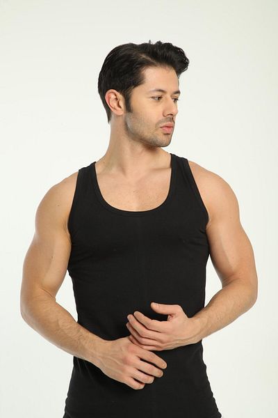 MODA Men's Undershirt - 3-Piece Black Cotton Rib Set