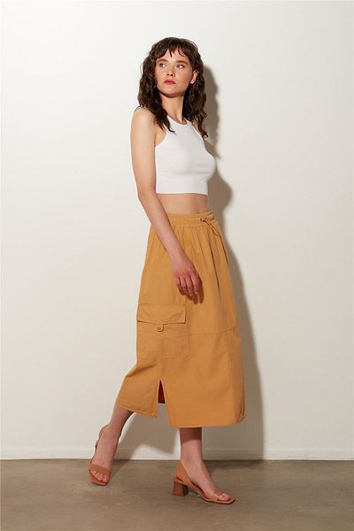 SHERIN Μίντι φούστα Camel Cargo Pocket Split