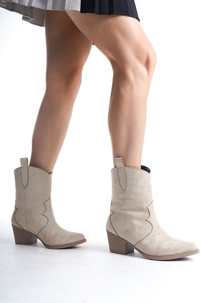 CZ London Women's Short Heeled Cowboy Boots Suede Ankle Length Cowgirl Boots