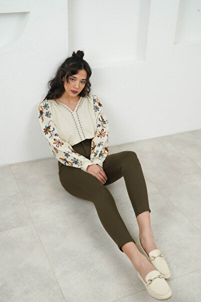 SeninOlsun Haki Yüksek Bel Kot Pantolon