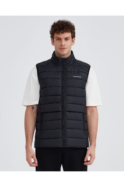 SKECHERS M Outerwear Padded Vest Erkek Siyah Yelek S231241-001