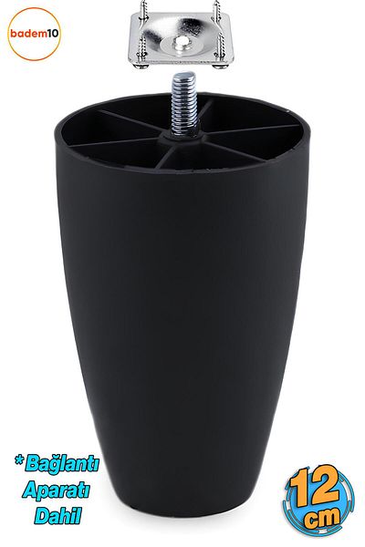 Badem10 Șurub (M8 DENT SUBTIRE) 12 Cm (NEGRU) Mobilier din plastic Fotoliu Canapea Picior Picioare Include Aparat