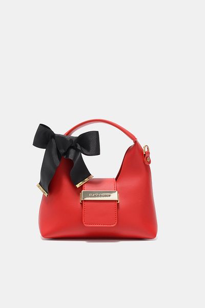 Black Ribbon Victoria Mini Red, Mini Geantă cu detaliu accesoriu și curea