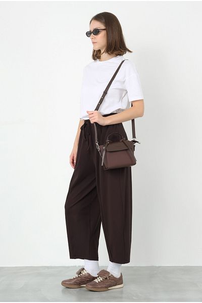 HEQA Pantaloni despicați de culoare maro închis
