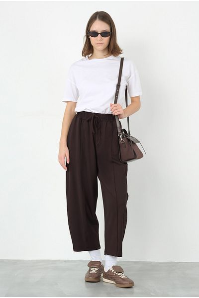 HEQA Pantaloni despicați de culoare maro închis