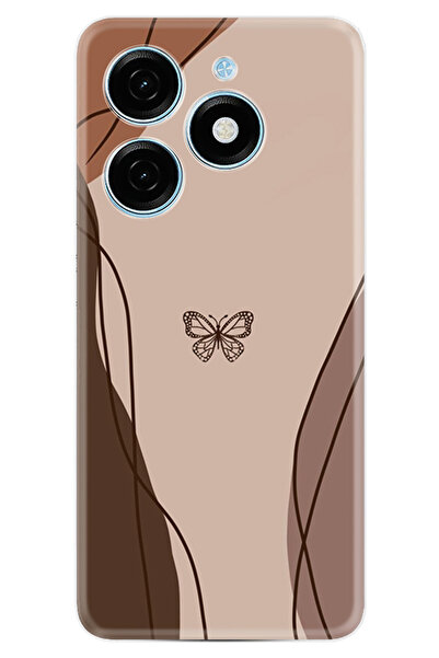 TECNO Spark 20C Kılıf Boutique Baskılı Resimli Kahve Kelebek Pcode -038