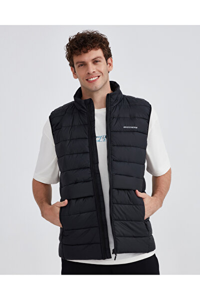 SKECHERS M Outerwear Padded Vest Erkek Siyah Yelek S231241-001