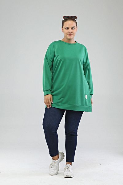Ferace Women's Hijab Clothing Large Size Tunic Two Thread Green