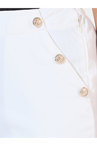 Styli Button Detail Straight Fit Ankle Length Trouser