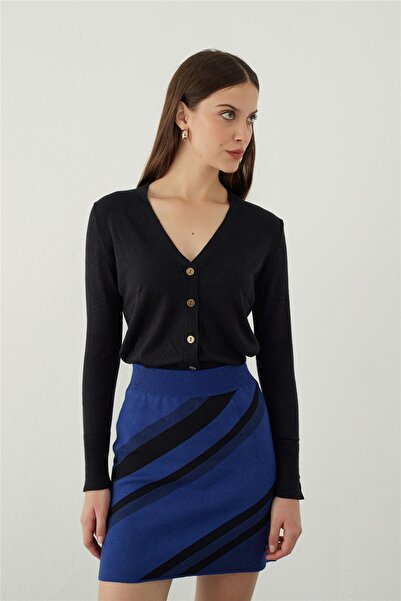 SHERIN Сакс Смугаста Міні Трикотажна Спідниця